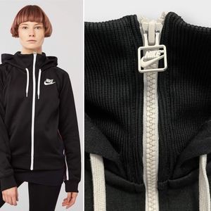 Nike Sportswear Mock Neck Hoodie XS Womens Ribbed Loose Fit NSW Dri-Fit